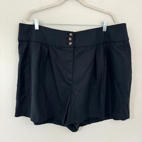 Lane Bryant Womens City Short Size 22 Linen Blend Trouser Style Black - Picture 1 of 11